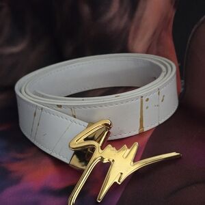 Giuseppe Zanotti White Belt with Gold Buckle
